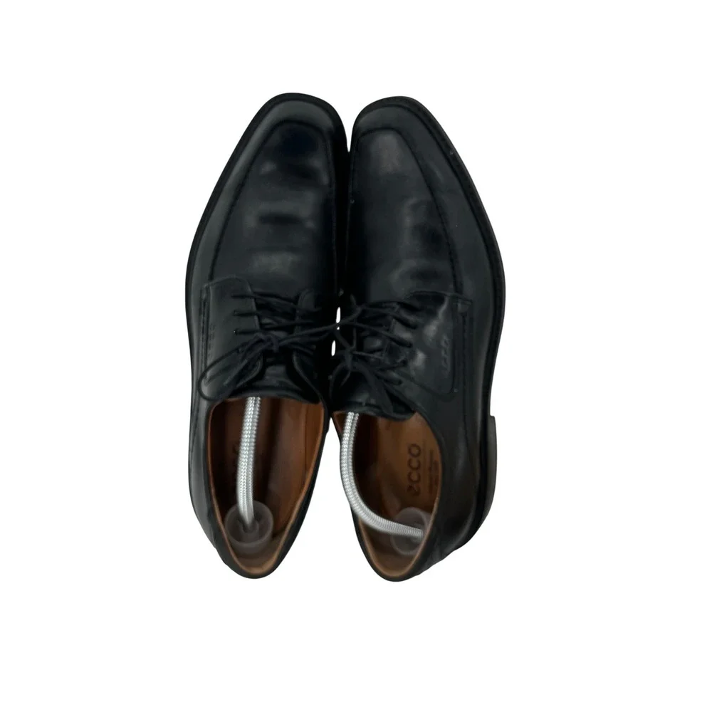 ECCO Mens Black Leather Square Toe Lace‎ Up Dress Shoes Comfort Size US 11  44